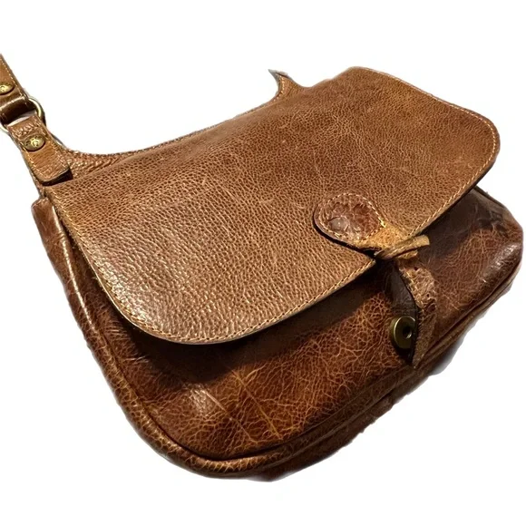Vintage Patricia Nash Saddle Bag Flap Brown Leather Cross Body Purse Bag - Picture 3 of 7